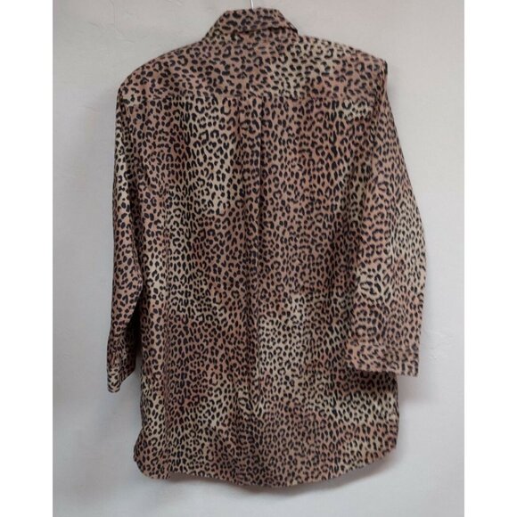 Lands' End Women's Sz 8 Supima Cotton Animal Print Button-Up No-Iron Tunic Shirt - Picture 2 of 7